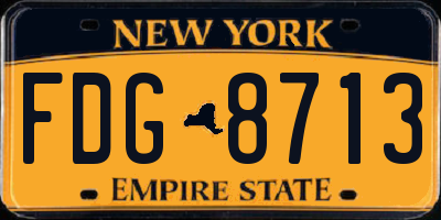 NY license plate FDG8713