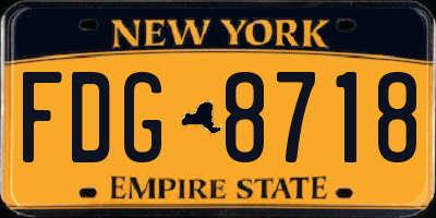 NY license plate FDG8718