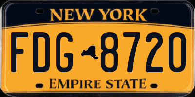 NY license plate FDG8720