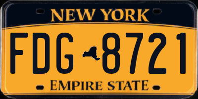 NY license plate FDG8721