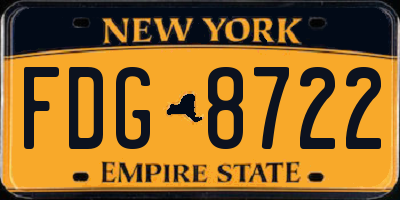NY license plate FDG8722