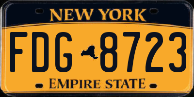 NY license plate FDG8723