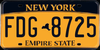 NY license plate FDG8725