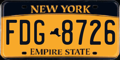 NY license plate FDG8726