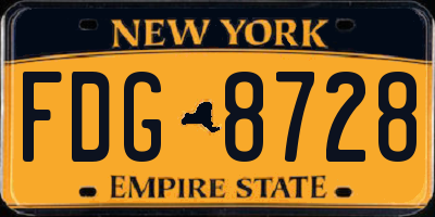 NY license plate FDG8728