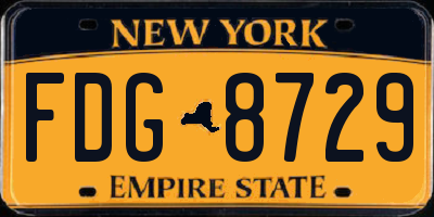 NY license plate FDG8729