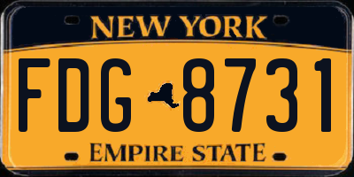 NY license plate FDG8731
