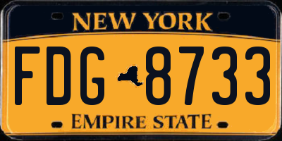 NY license plate FDG8733