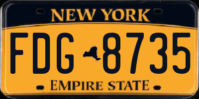 NY license plate FDG8735