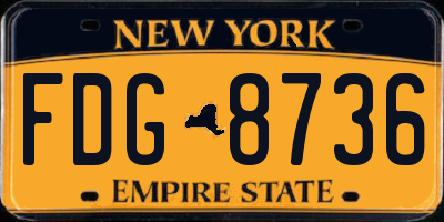 NY license plate FDG8736