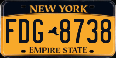 NY license plate FDG8738