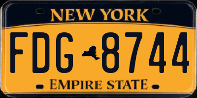 NY license plate FDG8744