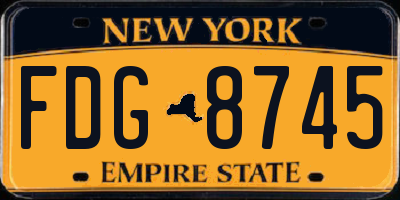 NY license plate FDG8745