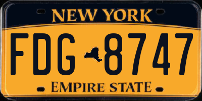 NY license plate FDG8747