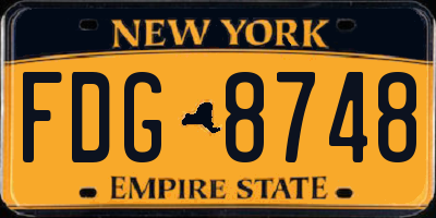 NY license plate FDG8748