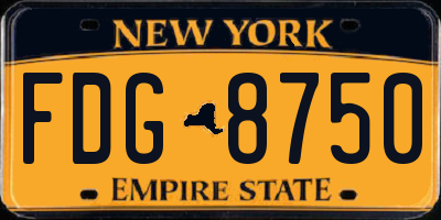 NY license plate FDG8750