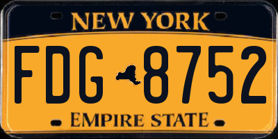 NY license plate FDG8752