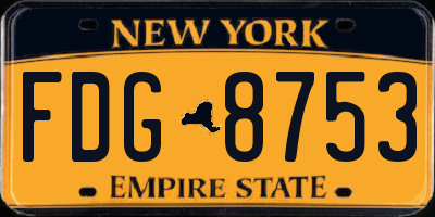 NY license plate FDG8753