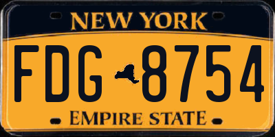 NY license plate FDG8754