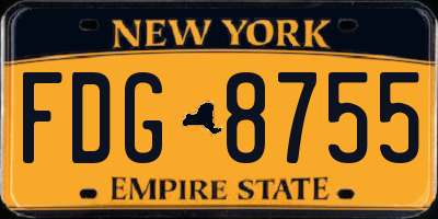 NY license plate FDG8755