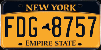 NY license plate FDG8757