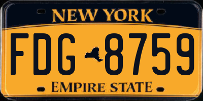 NY license plate FDG8759