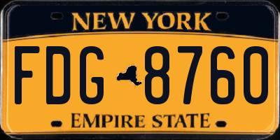NY license plate FDG8760