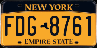 NY license plate FDG8761