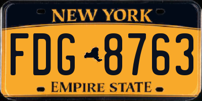 NY license plate FDG8763