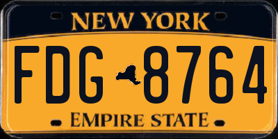 NY license plate FDG8764