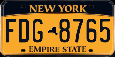 NY license plate FDG8765