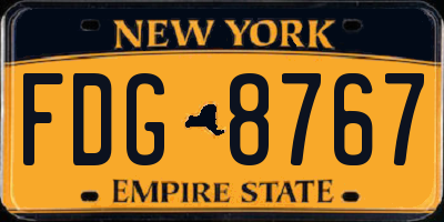 NY license plate FDG8767