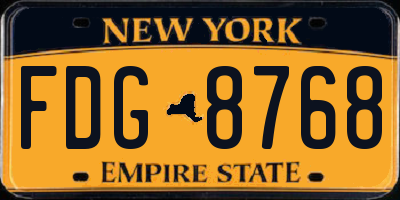 NY license plate FDG8768