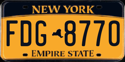 NY license plate FDG8770