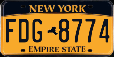 NY license plate FDG8774