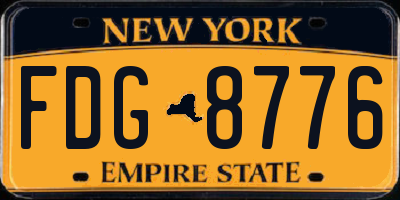 NY license plate FDG8776