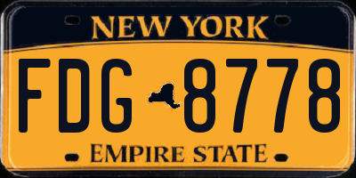 NY license plate FDG8778