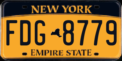 NY license plate FDG8779