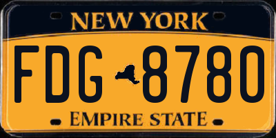 NY license plate FDG8780
