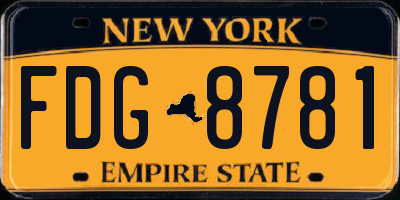 NY license plate FDG8781