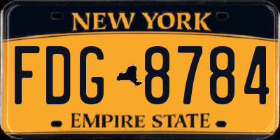 NY license plate FDG8784