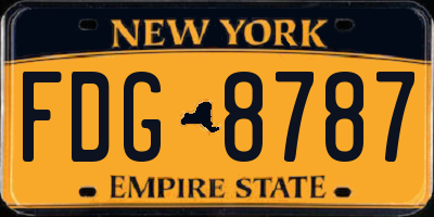 NY license plate FDG8787