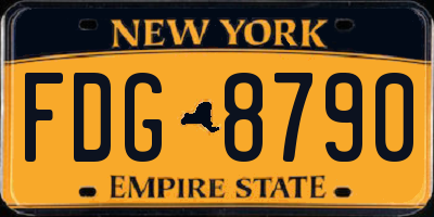 NY license plate FDG8790