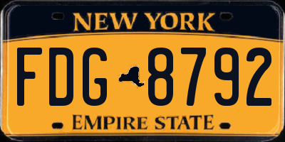 NY license plate FDG8792