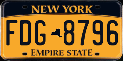 NY license plate FDG8796