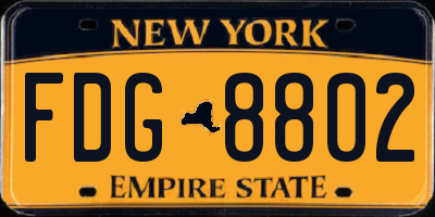 NY license plate FDG8802