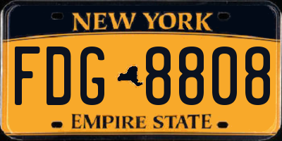 NY license plate FDG8808