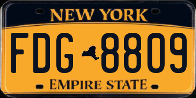 NY license plate FDG8809