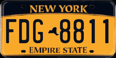 NY license plate FDG8811