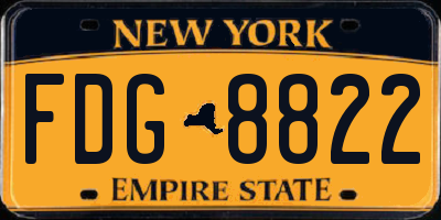 NY license plate FDG8822